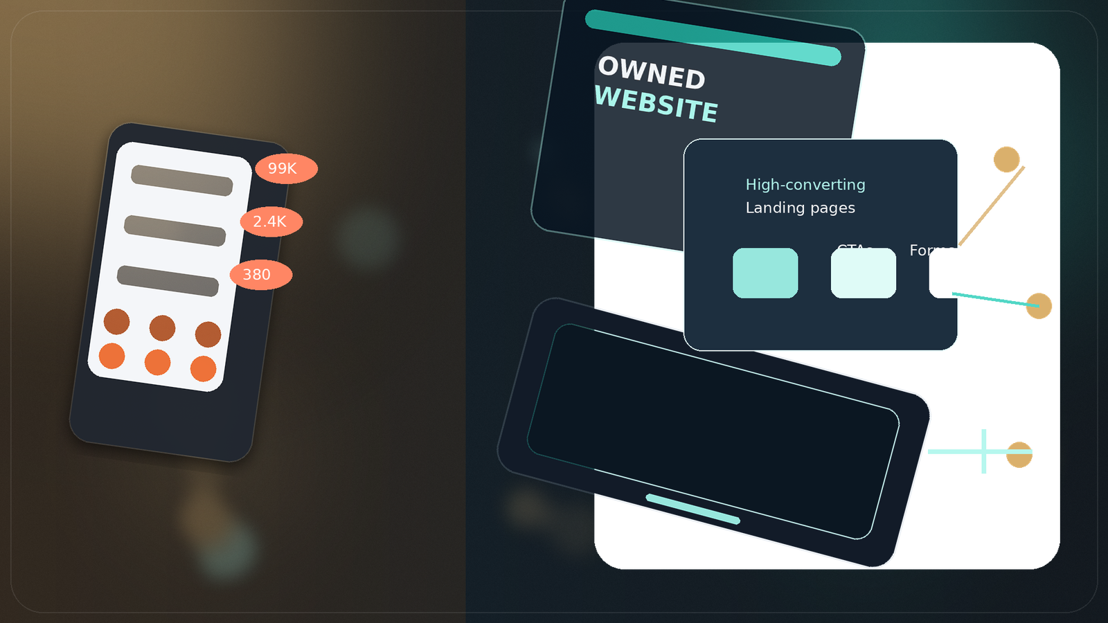 Website strategy infographic comparing social attention with search intent